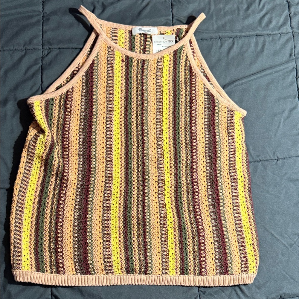 Brand new With Tags. Striped Multicolor Knit Crochet Tank Top
